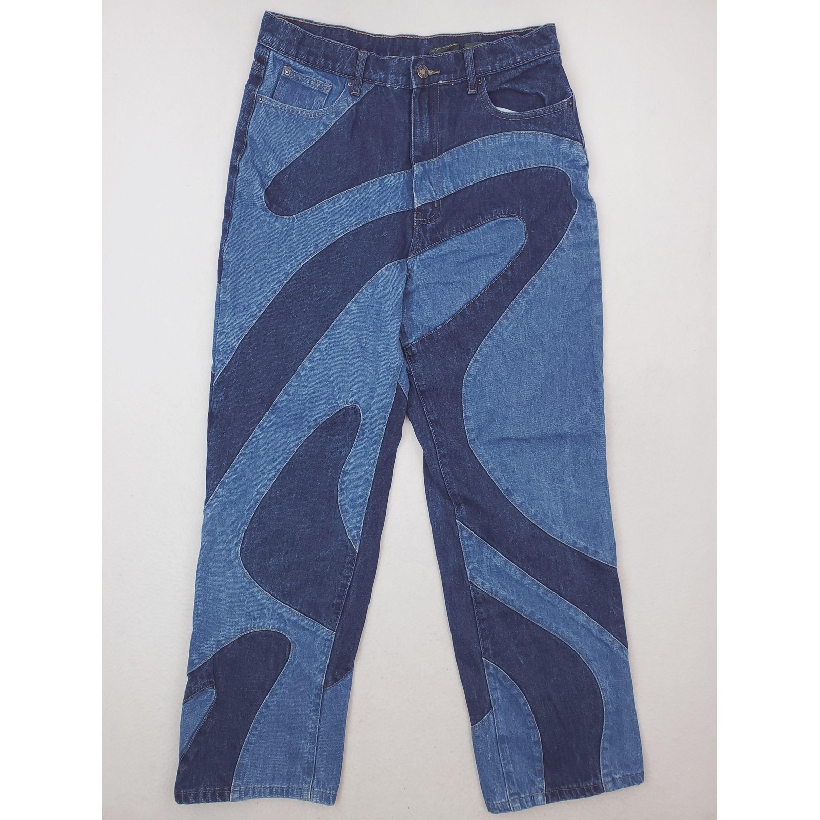 Faded Man & Curly Fry Jeans Mens 30x30 Blue Relaxed Fit Straight Leg Baggy Y2k